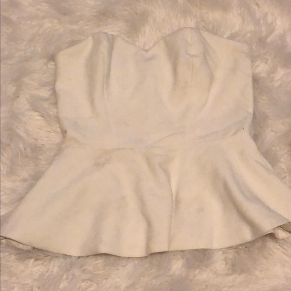White strapless peplum top